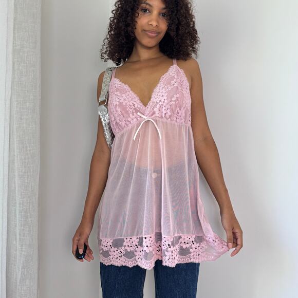 Vintage Pink Lace Babydoll Cami (M/L) - Picture 6 of 11
